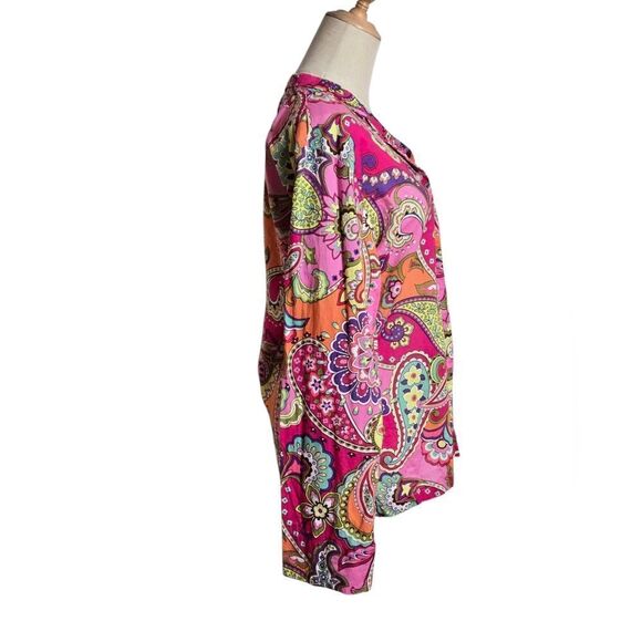 Vera Bradley Pink Vibrant Paisley Women's Button Down Top - Picture 5 of 6